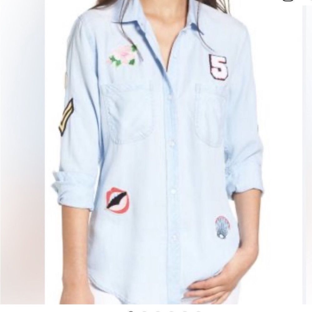 Rails light denim shammy shirt with decals size small
